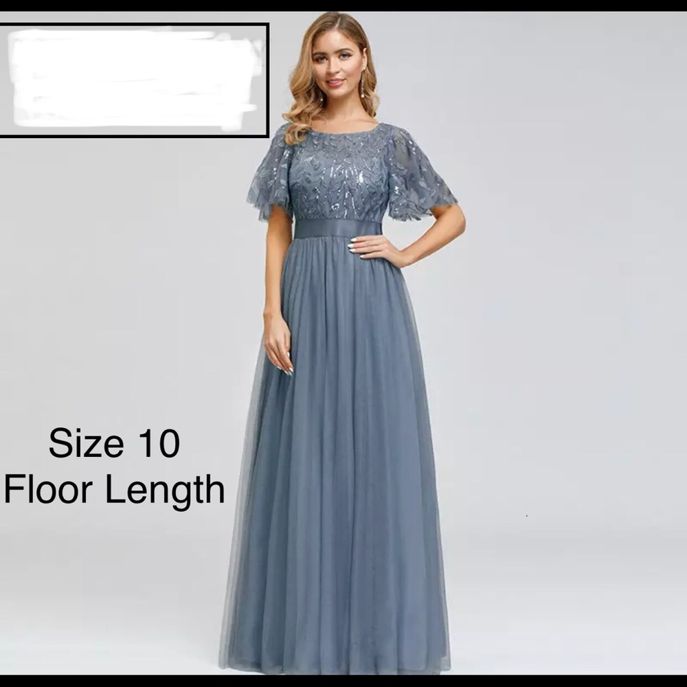Dusty Blue Floor Length Gown